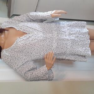 BeachLunchLounge Stella Tiered Ruffled Button front Ditzy Floral Tunic XL